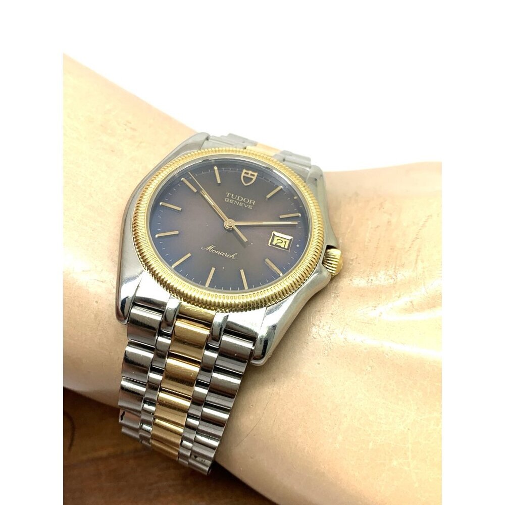 Tudor Mens Watch 15633 Monarch Vintage Swiss Brown Dial Two Tone Gold Steel 36mm - Picture 4 of 14